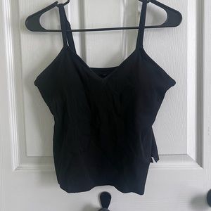 Black Ribbed Tankini Swim Top
